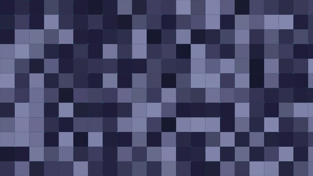 Digital pixels mosaic grid flickering with blue square pattern for technology background and video transition element.