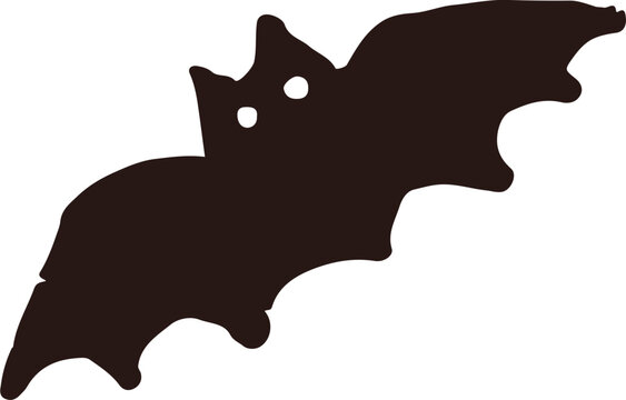 Hand-drawn black bat silhouette. Playful Halloween doodles series.