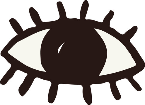 Hand-drawn scary black eye illustration Playful Halloween doodles series.