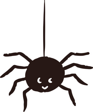Hand-drawn black spider silhouette. Playful Halloween doodles series.