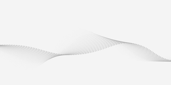 Dotted wave line pattern. Black halftone undulate net background. Abstract stipple particle flow wallpaper. Curved dashed gradient element for poser, banner, presentation, booklet, flyer. Vector