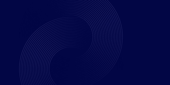 Latar belakang abstrak garis lingkaran biru tua. Garis geometris lingkaran biru mengkilap dengan konsep teknologi masa depan. Ilustrasi vektor
