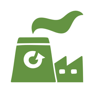 Factory Recycling Emission Icon Silhouette