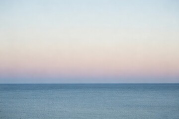 Obraz premium Minimalist Coastline Horizon, Pastel Sky and Calm Sea Blue Split