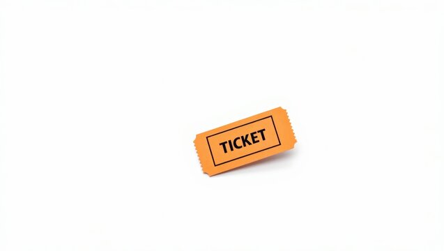 Single orange ticket representing entry, chance, and exclusive access. Ideal for concepts of events, entertainment, and opportunity