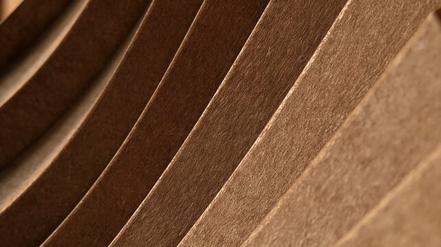 Abstract Close-up of Brown Cardboard Folds with Dramatic Lighting and Texture