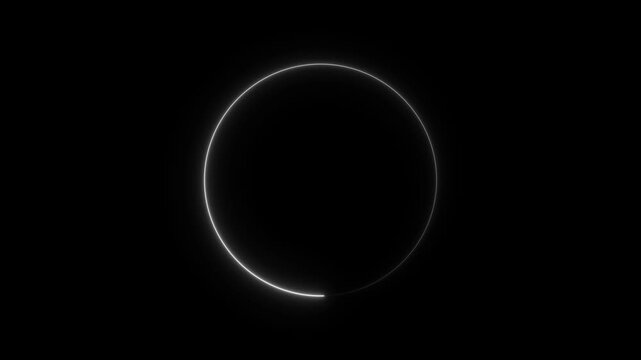 Abstract circle saber light frame animation, glowing Neon circle beautiful saber animation on black background, 4K