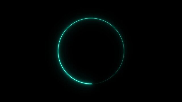 Abstract circle saber light frame animation, glowing Neon circle beautiful saber animation on black background, 4K