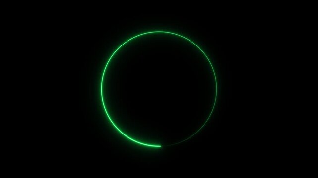 Abstract circle saber light frame animation, glowing Neon circle beautiful saber animation on black background, 4K