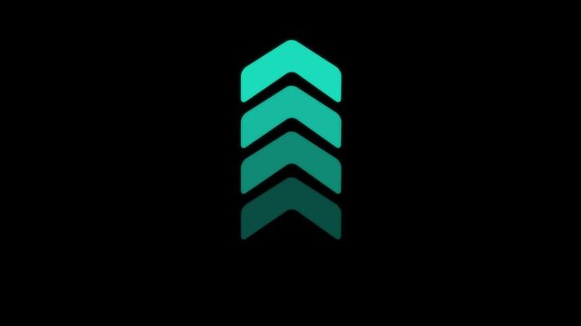 Up arrow animation on black background. direction arrow icon motion. Up arrow isolated. swipe up pointing video footage-4k black background icon animation.