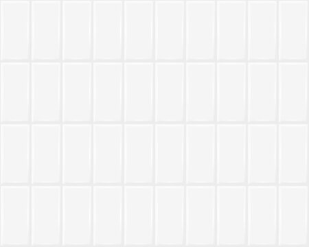 Seamless white wall vertical rectangle mosaic ceramic tiles pattern. Vector wall cladding for pool, bathroom or kitchen background. Wallpaper swatch, wrapping paper, web page fill