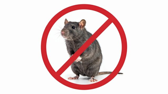 No rat sign, pest control concept isolated on white background.