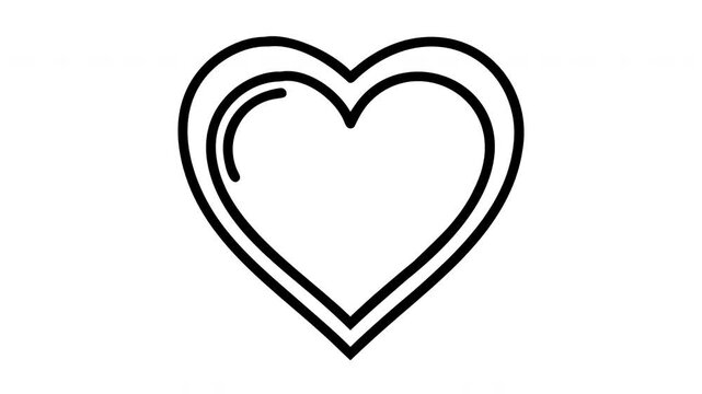 A bold outline heart symbol with a subtle inner contour for emphasis