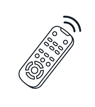 Minimalist TV Remote Control Icon Line Art Vector