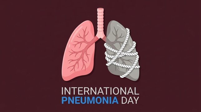 International Pneumonia Day Awareness Illustration with Bound Human Lungs