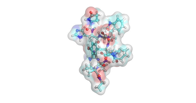 Goserelin, synthetic gonadotropin-releasing hormone agonist implant that suppresses sex hormones to treat hormone-dependent prostate and breast cancers, 3D molecule 4K