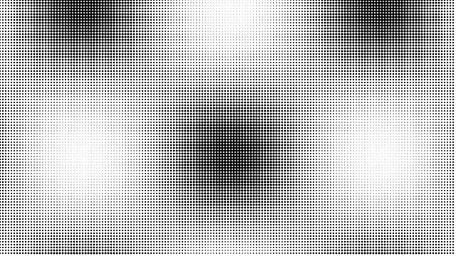 Waving halftone dot matrix creating organic ripple patterns in monochrome