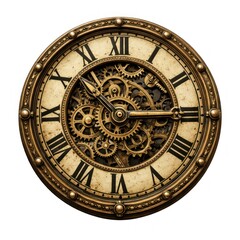 Obraz premium Vintage clock with intricate gears and Roman numerals.