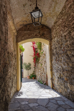 Street view of Imperia old town, Italy