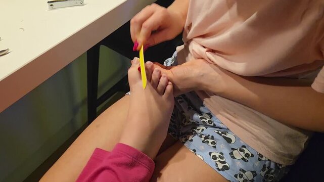 mulher fazendo manicure em unhas 