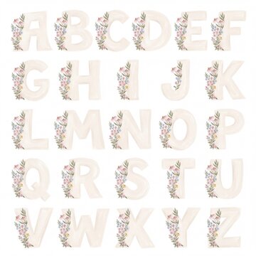 Floral Alphabet Letters A&ndash;Z with Elegant Botanical Accents