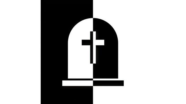 Gravestone cross icon in high contrast.