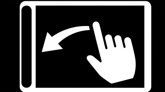 Hand gesture icon swiping left on screen