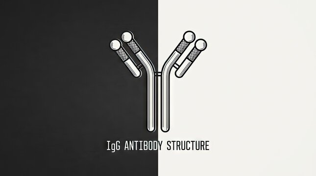 IgG antibody structure scientific diagram on split background.