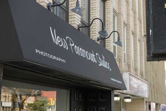 sign outside New Paramount Studios, a photography studio, located at 837 St Clair Av W, Toronto