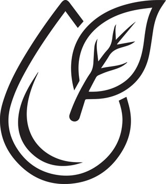Water drop and leaf icon black and white vector isolated