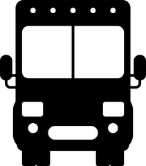 Obraz premium Bus vector vehicle flat silhouette icon, city transportation symbol isolated vector illustration. Bus icon set in a flat black silhouette style, front view vehicle symbols.