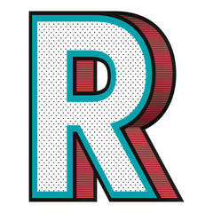 Alphabet R png isometric halftone effect typography © Rawpixel.com
