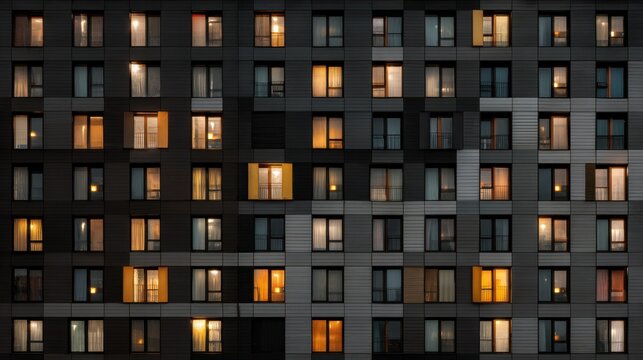 Modern building windows glow