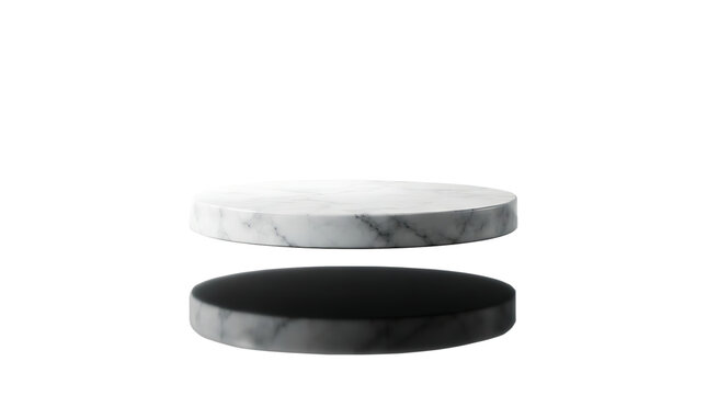 Two round marble pedestals stacked vertically isolated on a white background with marble pedestal round podium stone pedestal product stage marble block stack podium stone platform display plat