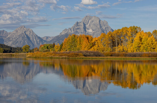 Scenic Autumn  Landscape Reflection at Oxbow Bend in Grand Teton National Park Wyoming
