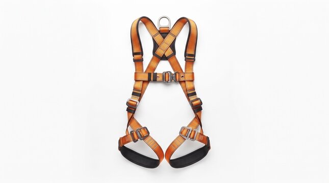 Orange industrial safety harness for fall protection