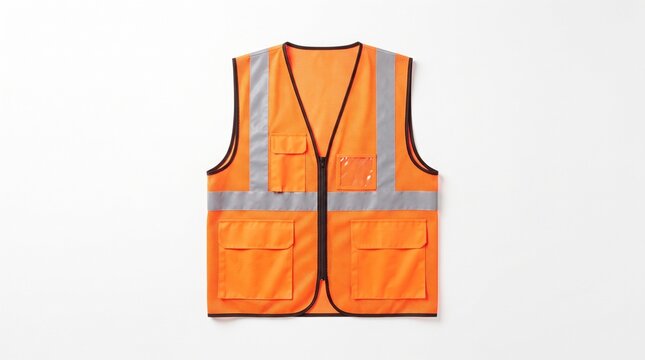 High visibility orange safety vest with reflective silver stripes