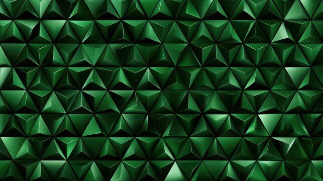 Emerald tessellated triangle pattern wallpaper with dimensional facets