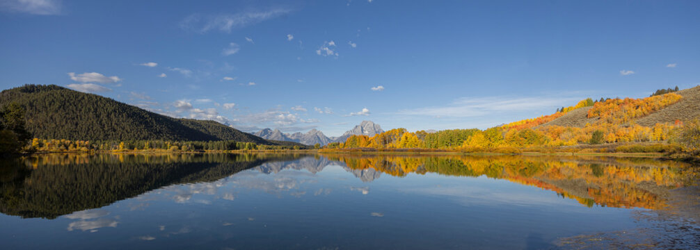 Scenic Autumn  Landscape Reflection at Oxbow Bend in Grand Teton National Park Wyoming