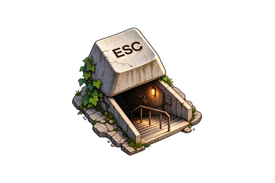 ESC Key as Underground Bunker Entrance Fantasy Illustration