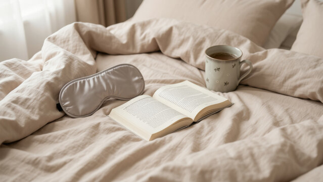 Unmade bed with rumpled white sheets and soft pillows in gentle morning light capturing authentic rest sleepy comfort slow weekends and the natural rhythm of everyday home life
