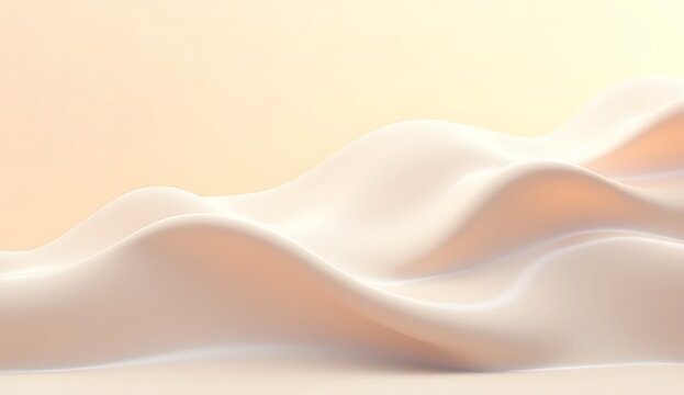 Abstract 3d background with soft cream waves and beige silk liquid lighting