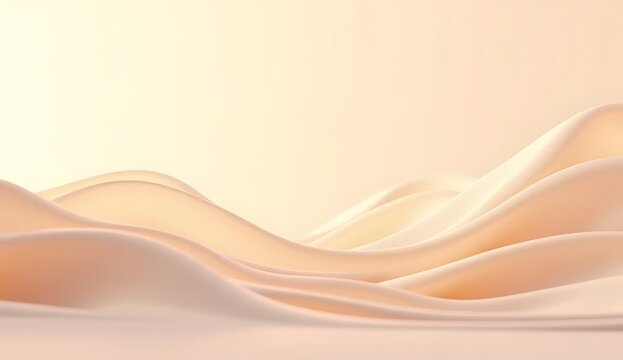Abstract 3d background of smooth beige waves with soft gradient copy space