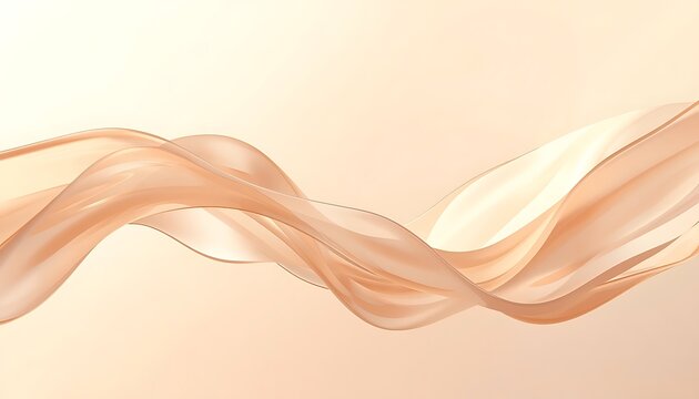 Abstract 3d floating liquid glass wave background with warm beige gradient