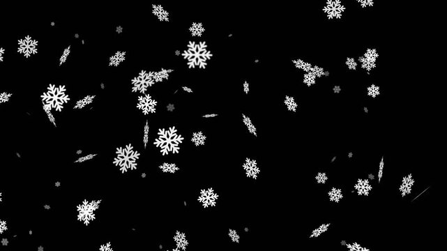 Falling snowflakes on a black background holiday motion background
