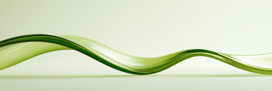 A smooth green wave moves across a bright surface, creating a single form with room for additional content.