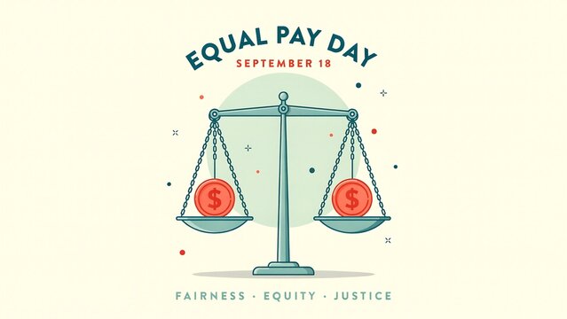 Equal pay day balance scale illustration
