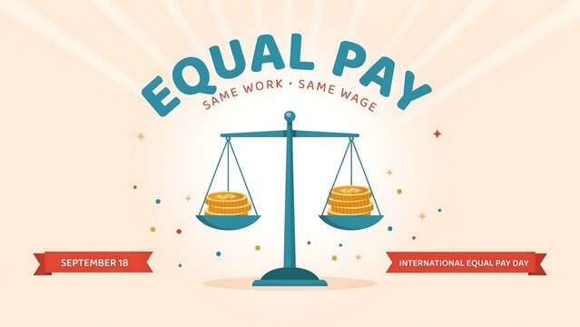 Equal pay day balanced scales illustration