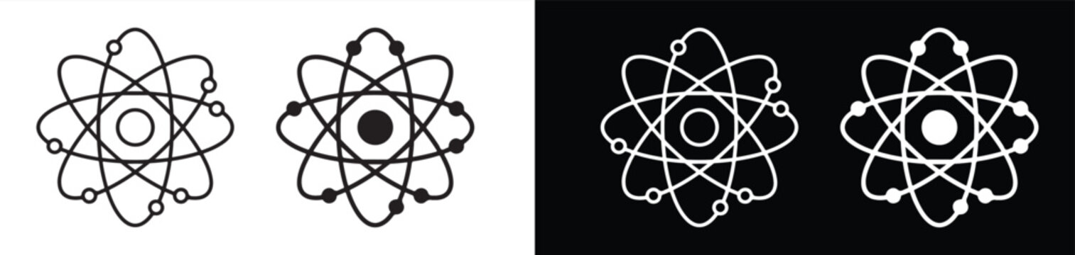 Atomic Structure Bohr Model Diagram Illustrations Showing Electron Orbits and Nucleus Designs