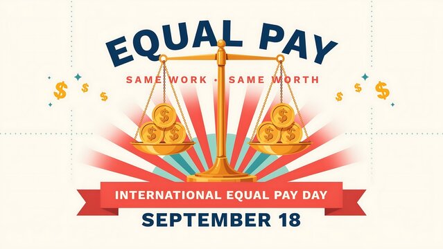 Equal pay day balanced scales illustration